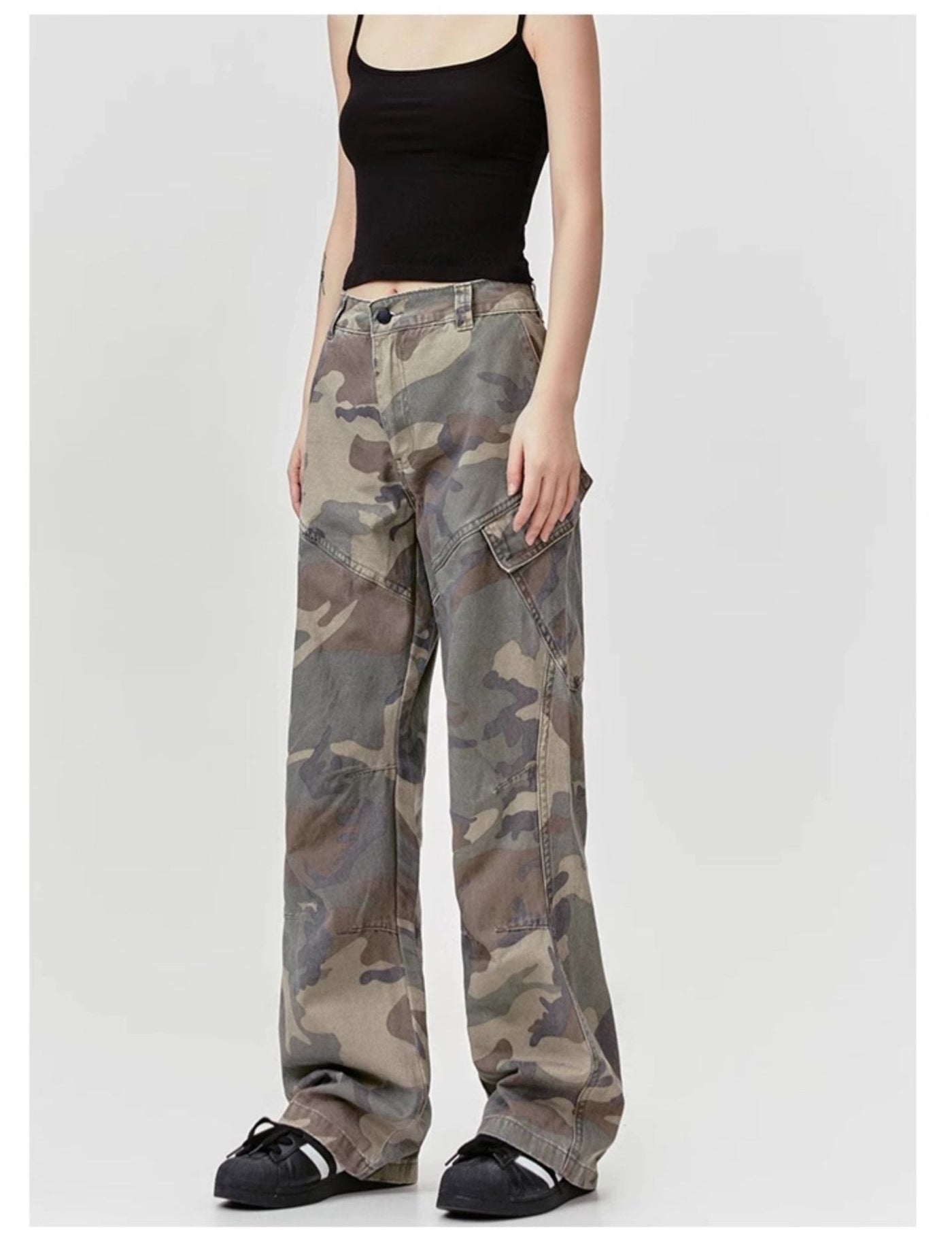 Faded Camo Side Pocket Cargo Pants Korean Street Fashion Pants By Made Extreme Shop Online at OH Vault