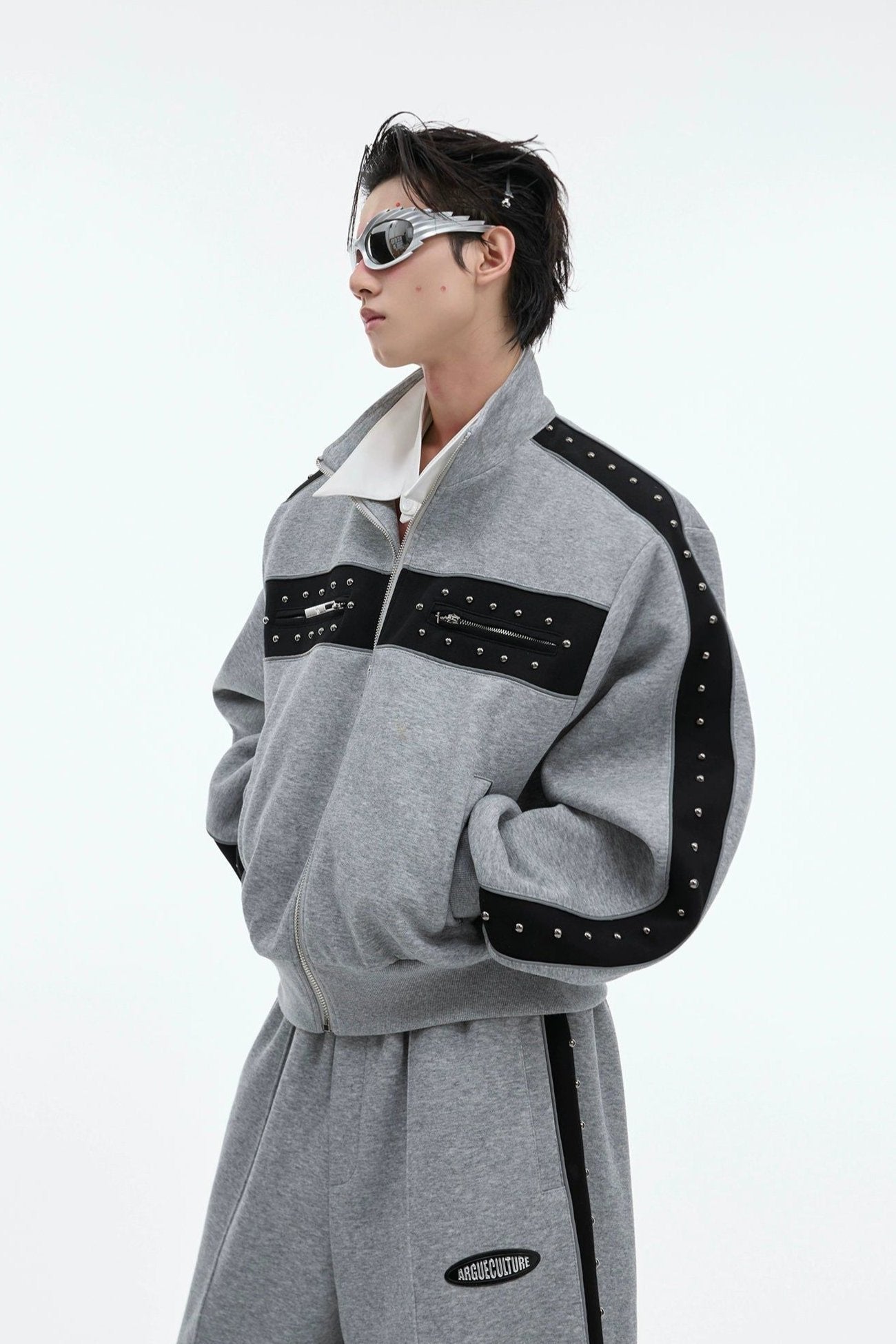 Sporty Contrast Block Jacket & Sweatpants Set Korean Street Fashion Clothing Set By Argue Culture Shop Online at OH Vault