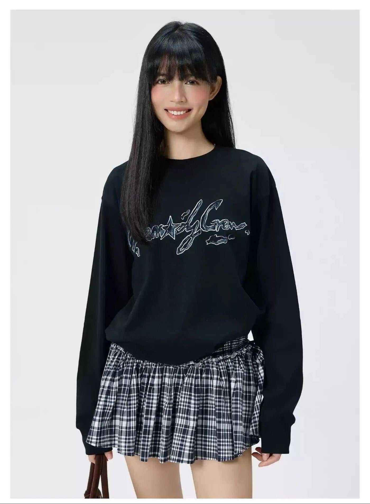 Stylish Logo Print Crewneck Korean Street Fashion Crewneck By Remedy Shop Online at OH Vault