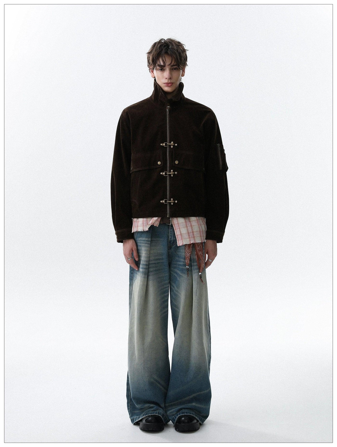 Micro Suede Fireman Clasp Jacket Korean Street Fashion Jacket By Mr Nearly Shop Online at OH Vault