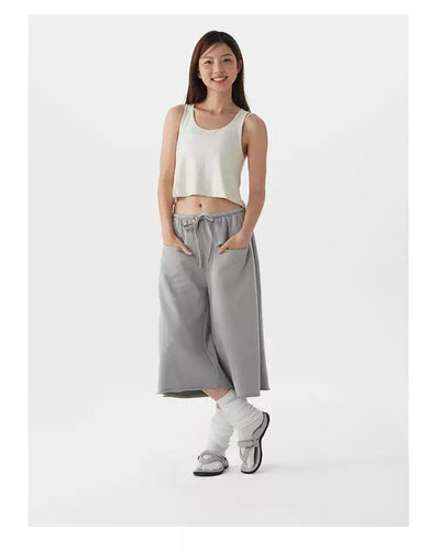 Seamless Pocket Raw Edge Wide Leg Shorts Korean Street Fashion Shorts By Crying Center Shop Online at OH Vault