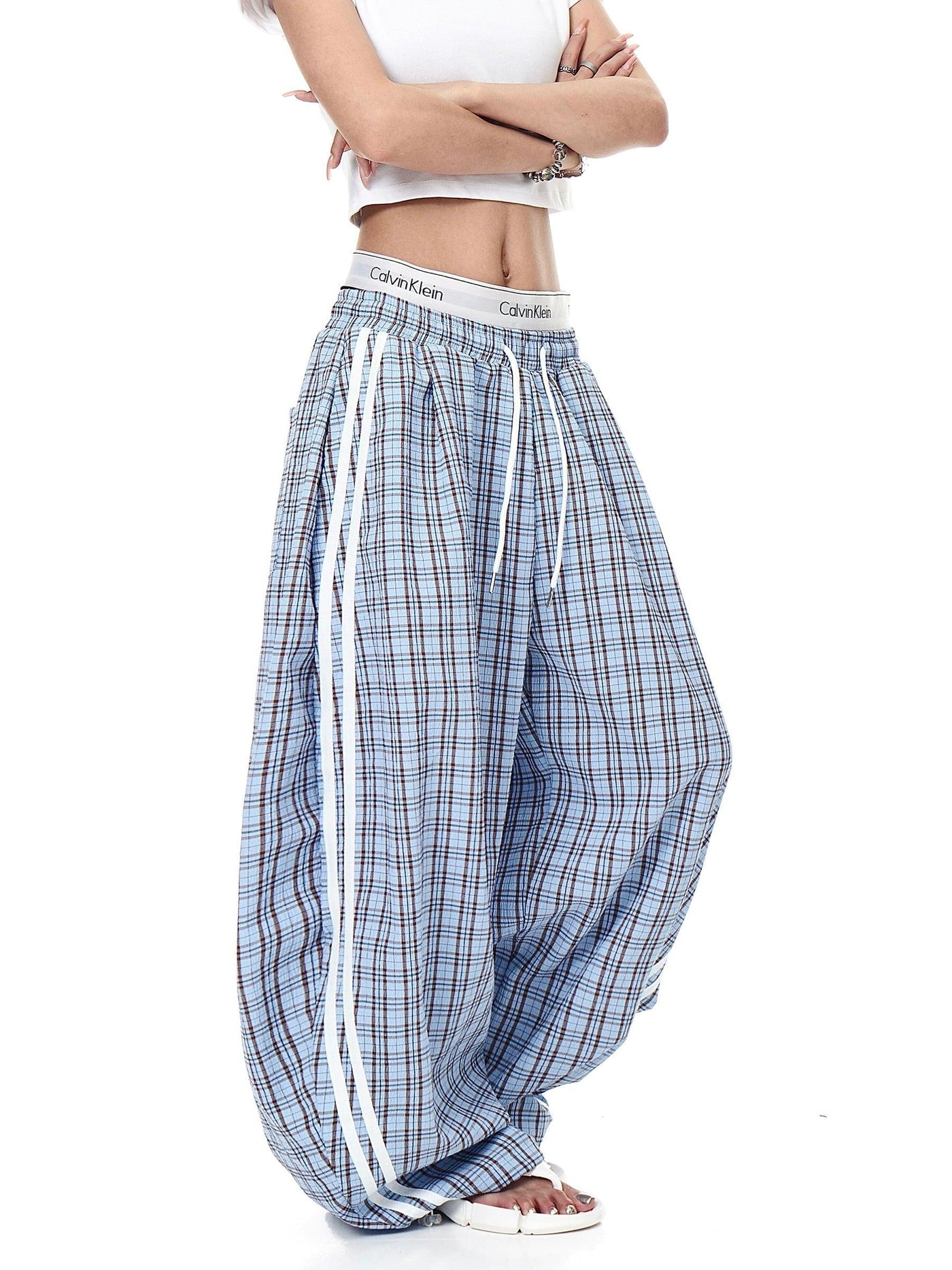 Side Lines Loose Plaid Pants Korean Street Fashion Pants By Blacklists Shop Online at OH Vault