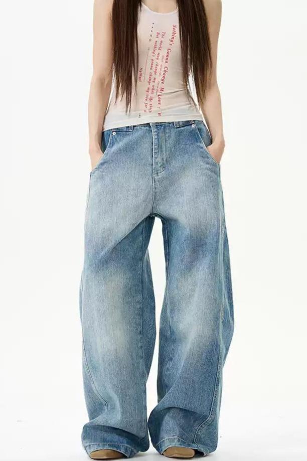 Fade Spots Highlight Jeans Korean Street Fashion Jeans By 77Flight Shop Online at OH Vault