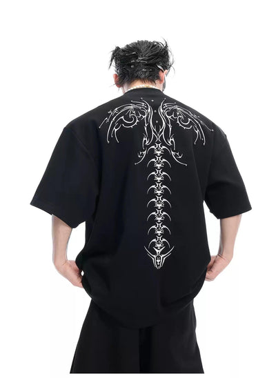 Skeleton Lines Print T-Shirt Korean Street Fashion T-Shirt By Argue Culture Shop Online at OH Vault