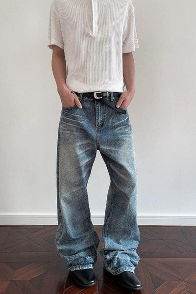 Whisker Lines Straight Jeans Korean Street Fashion Jeans By A PUEE Shop Online at OH Vault