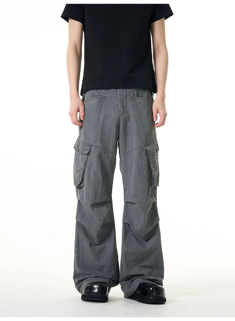 Faded Multi-Pocket Pleats Cargo Pants Korean Street Fashion Pants By 77Flight Shop Online at OH Vault