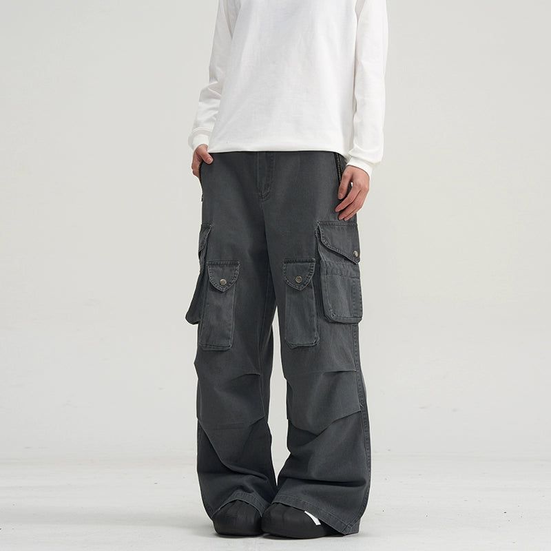 Snap Button Multi-Pockets Jeans Korean Street Fashion Pants By A PUEE Shop Online at OH Vault