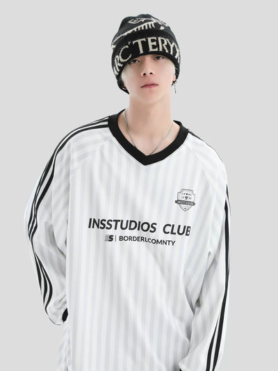 Striped Soccer Long Sleeve T-Shirt Korean Street Fashion T-Shirt By INS Korea Shop Online at OH Vault