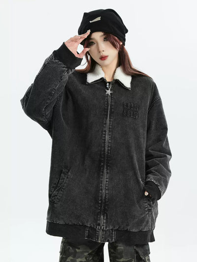 Oversized Washed Denim Jacket Korean Street Fashion Jacket By INS Korea Shop Online at OH Vault