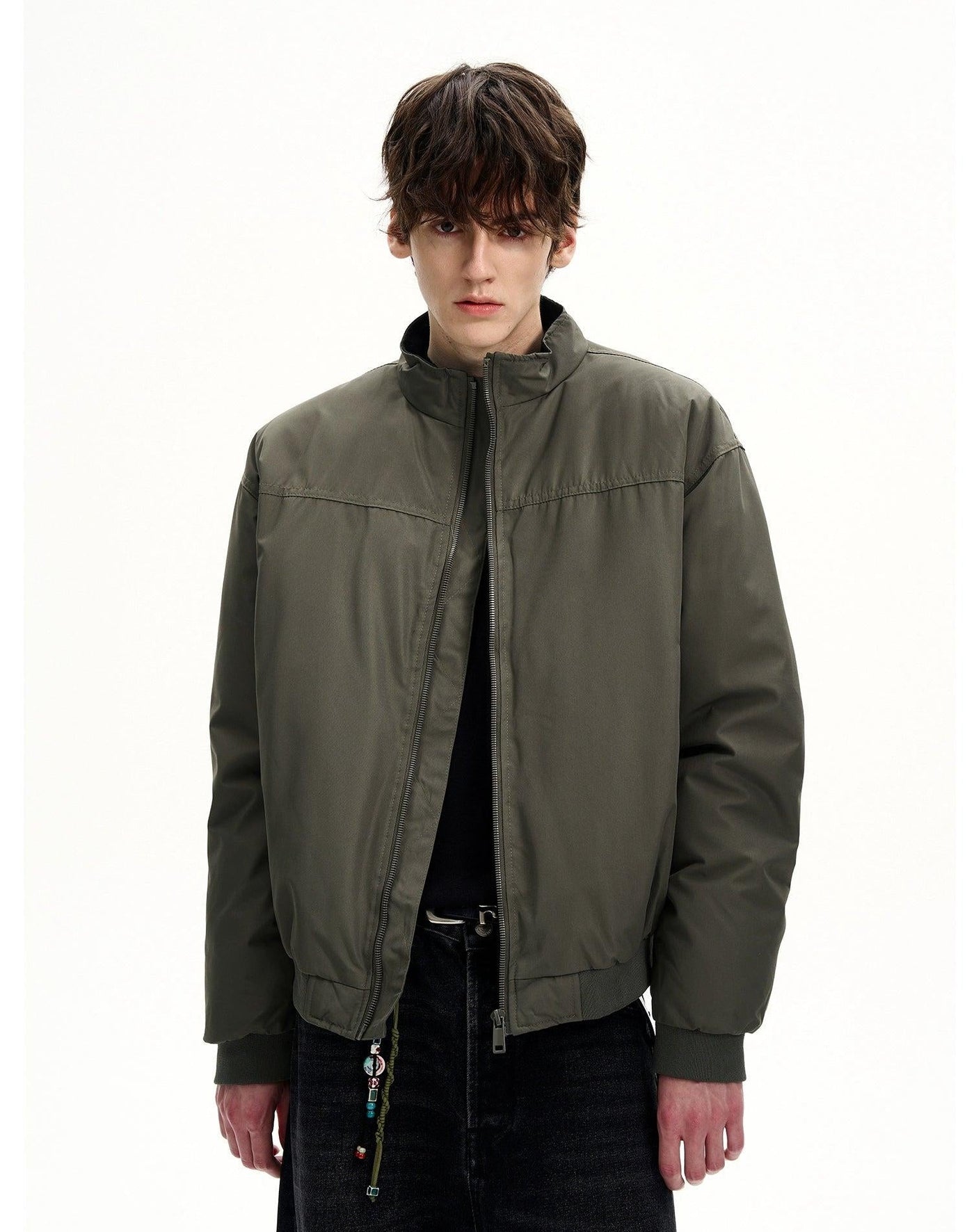 Stand Collar Ribbed Hem Padded Jacket Korean Street Fashion Jacket By MaxDstr Shop Online at OH Vault