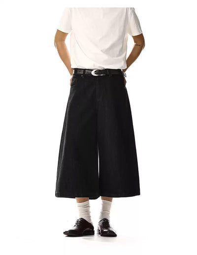 Versatile Wide Mid Length Denim Shorts Korean Street Fashion Shorts By MEBXX Shop Online at OH Vault