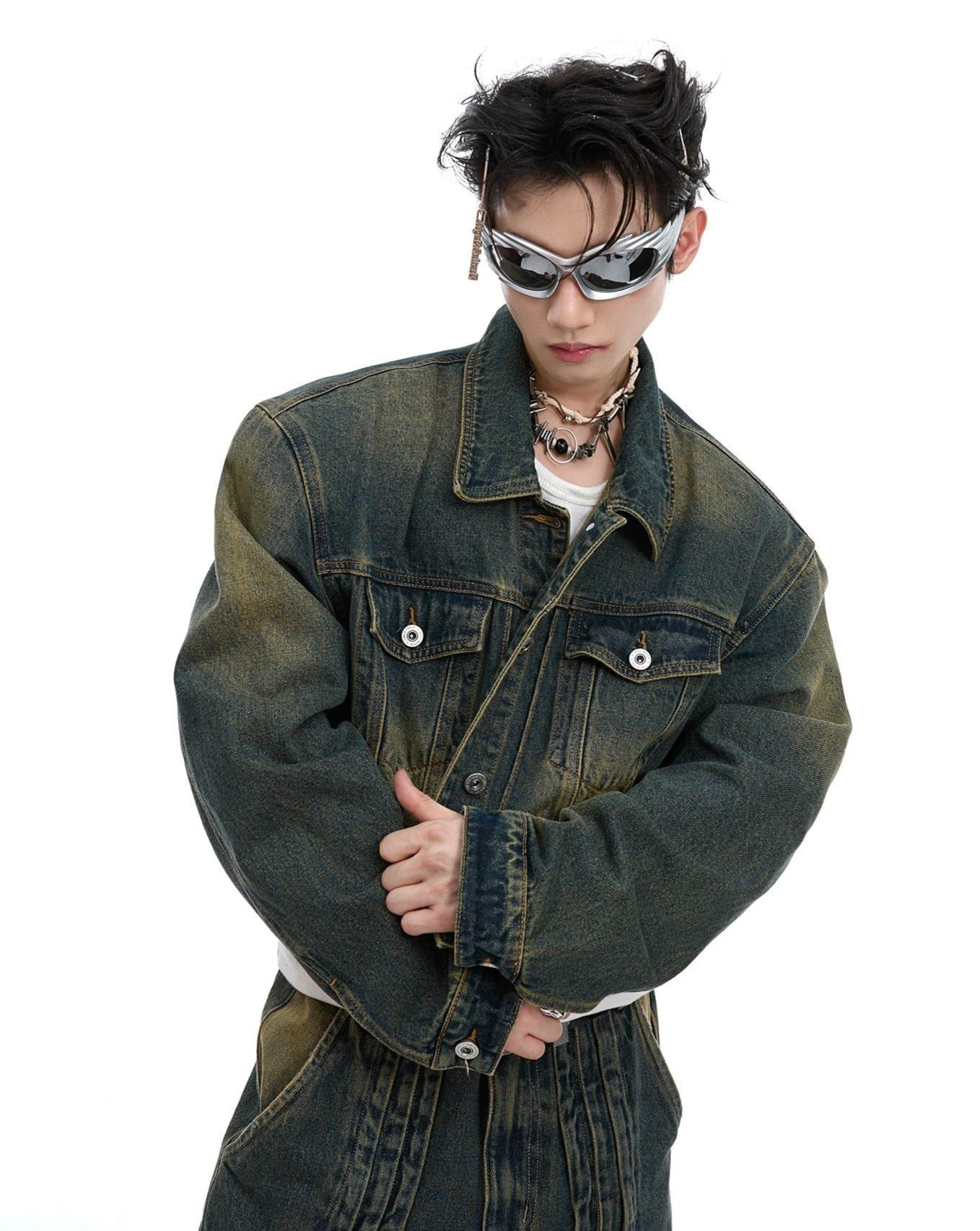 Cropped Buttoned Denim Jacket Korean Street Fashion Jacket By Argue Culture Shop Online at OH Vault