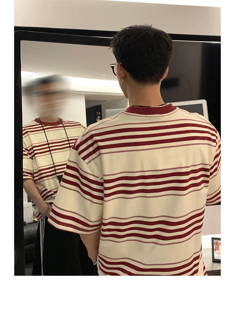 Heavy Stripes T-Shirt Korean Street Fashion T-Shirt By Poikilotherm Shop Online at OH Vault