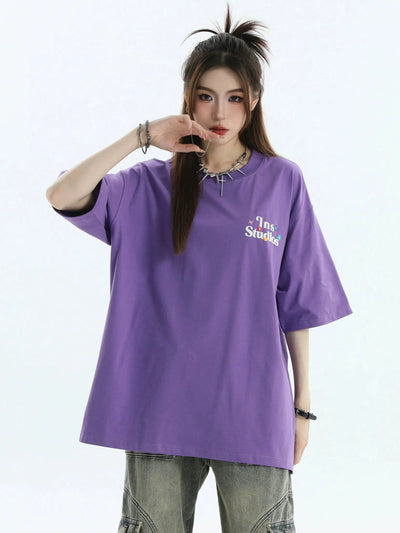 Flower Icon Logo T-Shirt Korean Street Fashion T-Shirt By INS Korea Shop Online at OH Vault