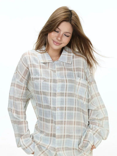 Thin Relax Fit Checkered Shirt Korean Street Fashion Shirt By INS Korea Shop Online at OH Vault