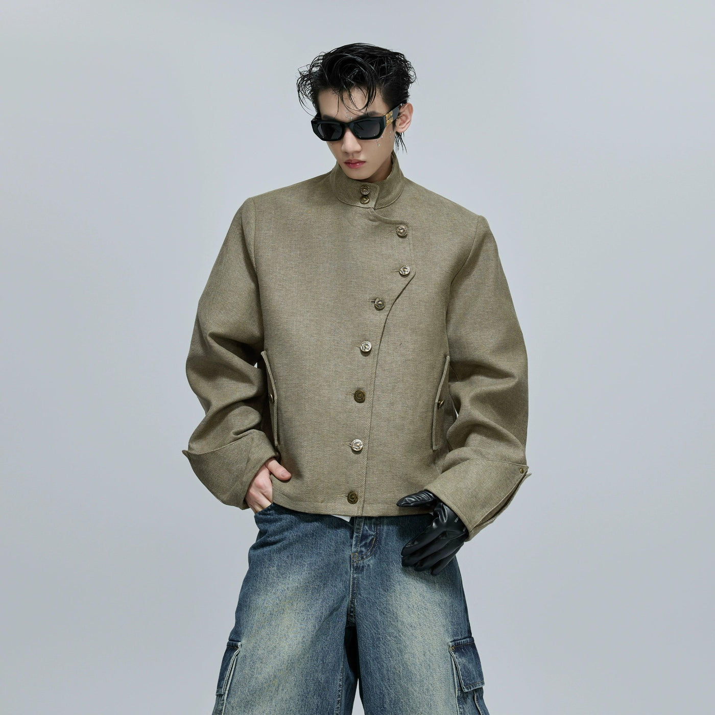 Multiple Buttoned Boxy Fit Twill Blazer Korean Street Fashion Blazer By Argue Culture Shop Online at OH Vault