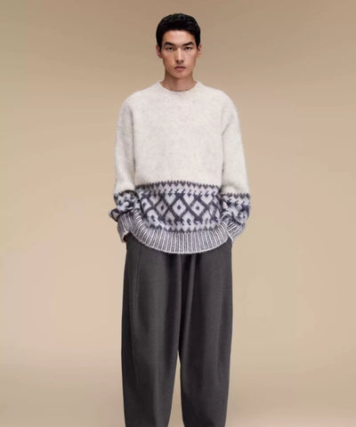 Tribal Pattern Mohair Sweater Korean Street Fashion Sweater By Opicloth Shop Online at OH Vault