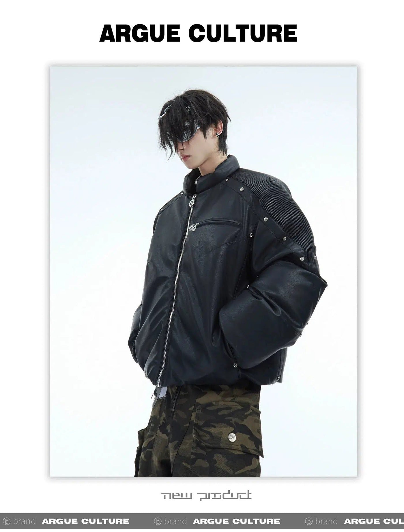 Metal Rivet Short PU Leather Jacket Korean Street Fashion Pants By Argue Culture Shop Online at OH Vault