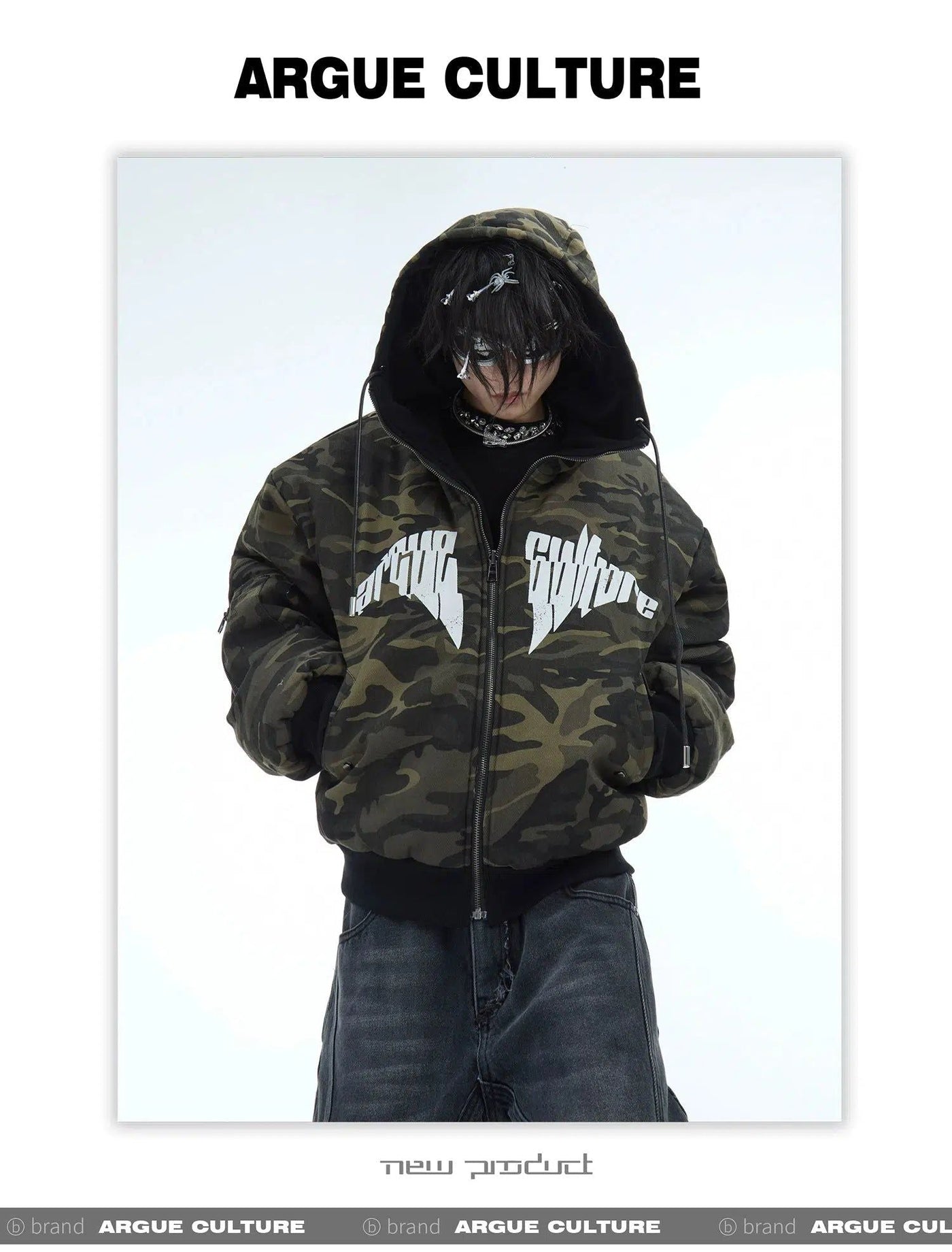 Drawcord Camo Double-Sided Jacket Korean Street Fashion Jacket By Argue Culture Shop Online at OH Vault