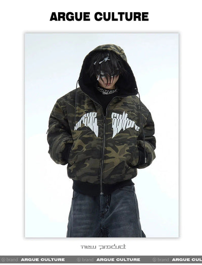 Drawcord Camo Double-Sided Jacket Korean Street Fashion Jacket By Argue Culture Shop Online at OH Vault