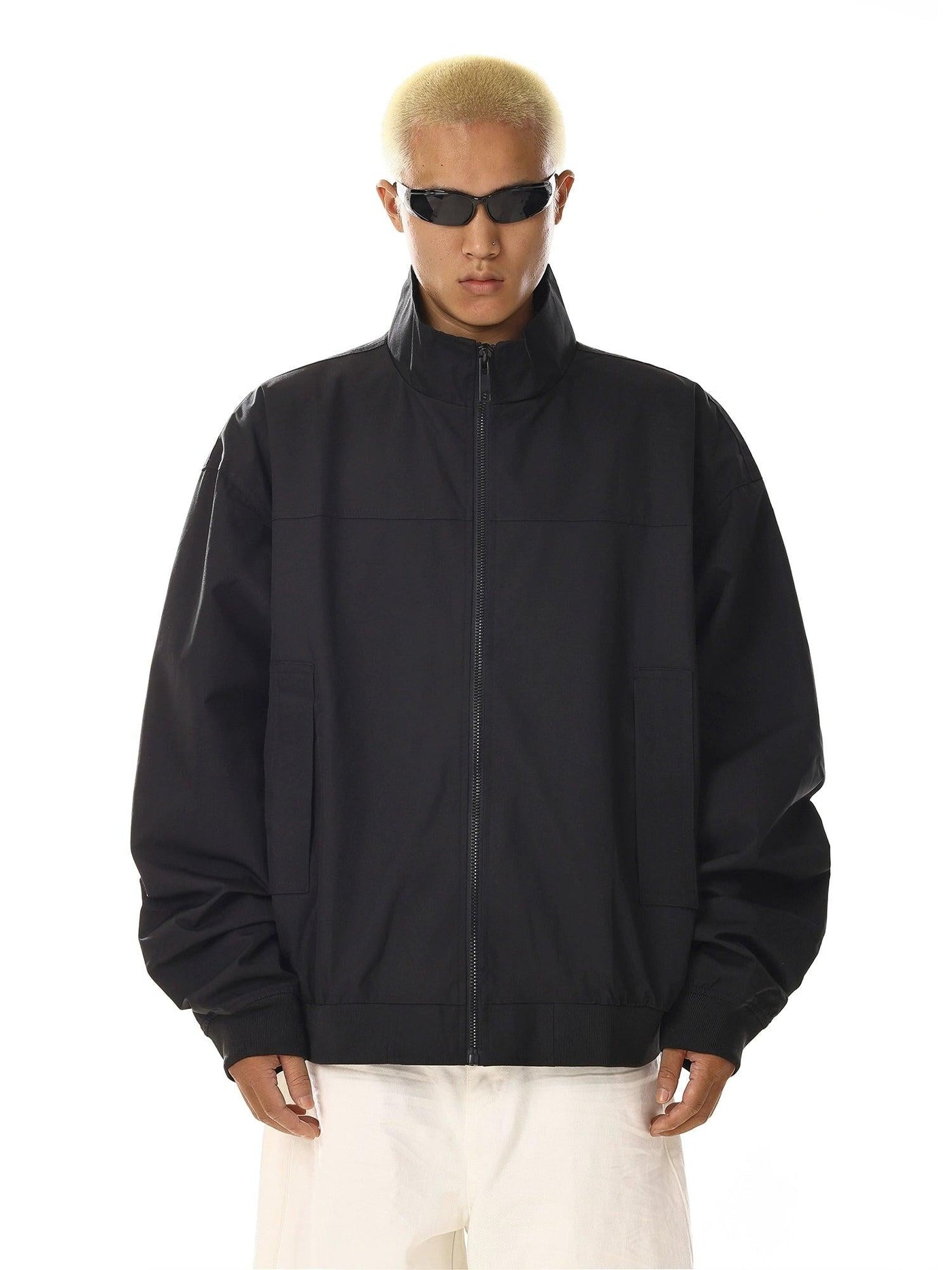 Solid Clean Fit Full-Zip Jacket Korean Street Fashion Jacket By MEBXX Shop Online at OH Vault