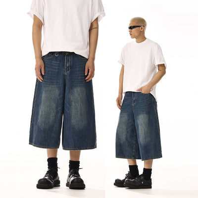 Washed & Whiskers Denim Shorts Korean Street Fashion Shorts By MEBXX Shop Online at OH Vault