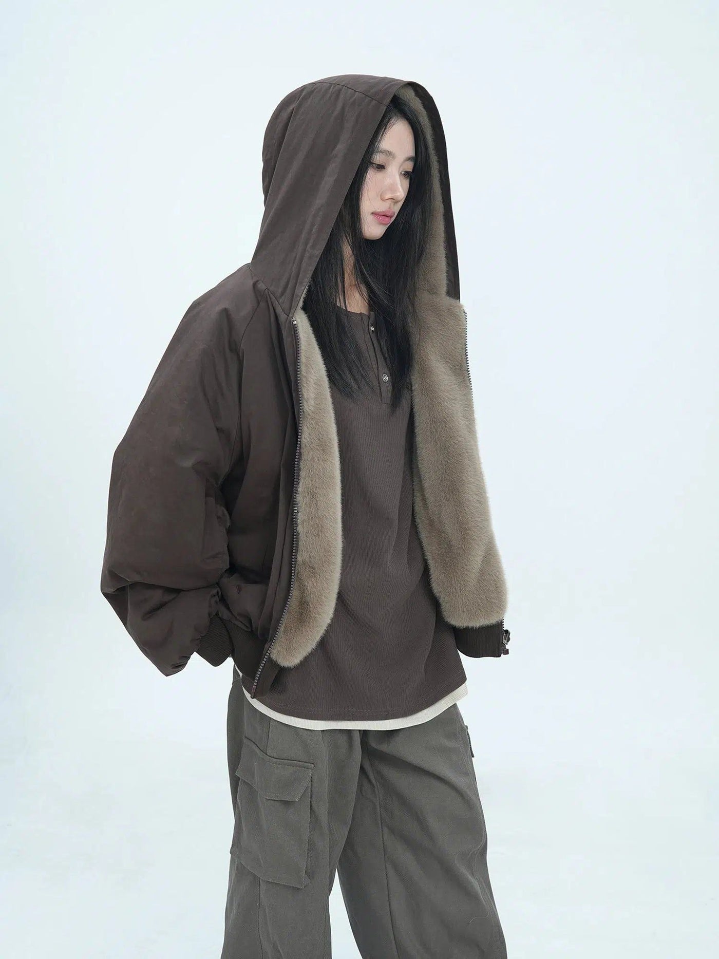 Plain & Camo Fleece Lined Hooded Jacket Korean Street Fashion Jacket By Jump Next Shop Online at OH Vault