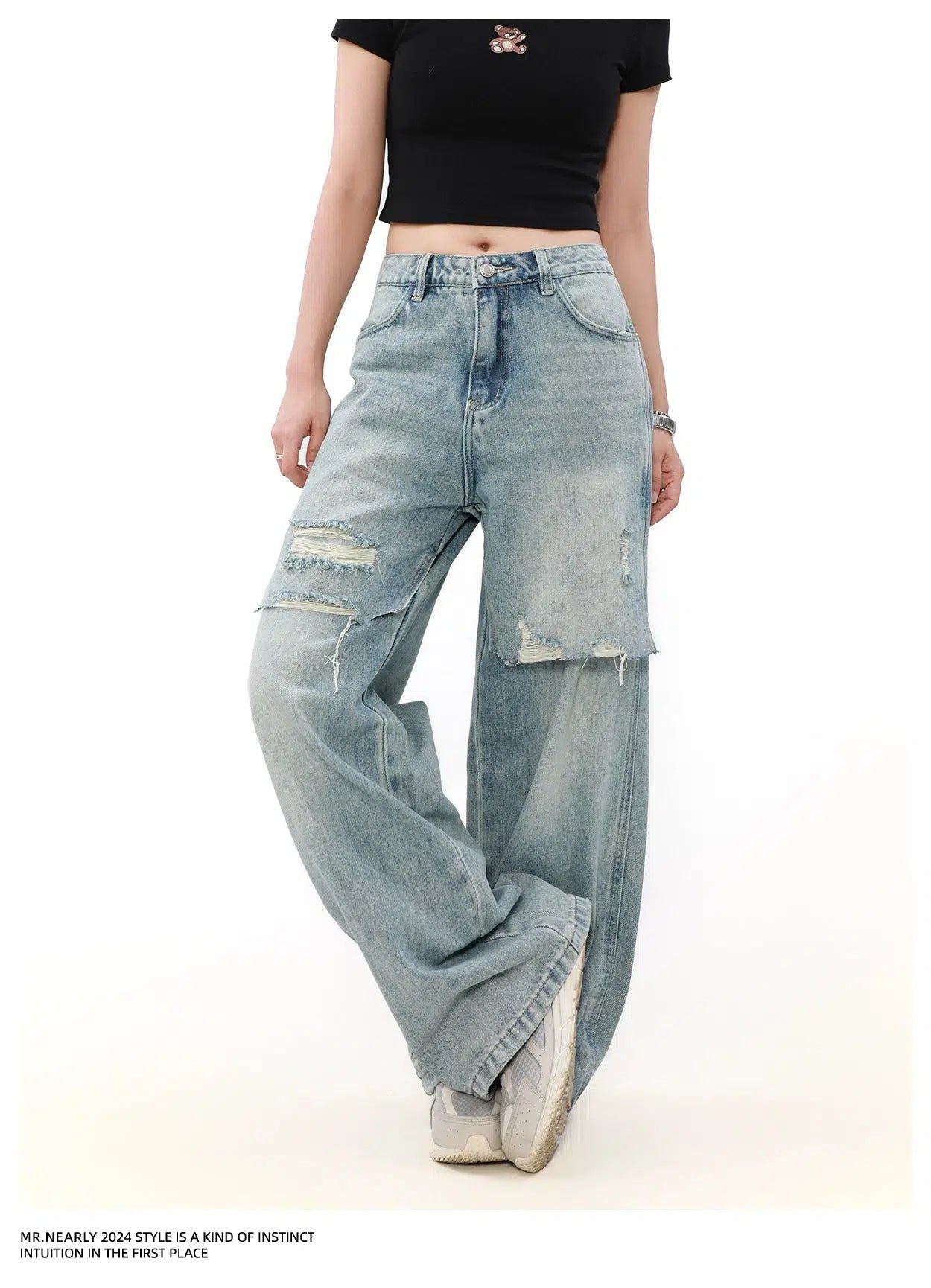 Split Stitched Ripped Jeans Korean Street Fashion Jeans By Mr Nearly Shop Online at OH Vault