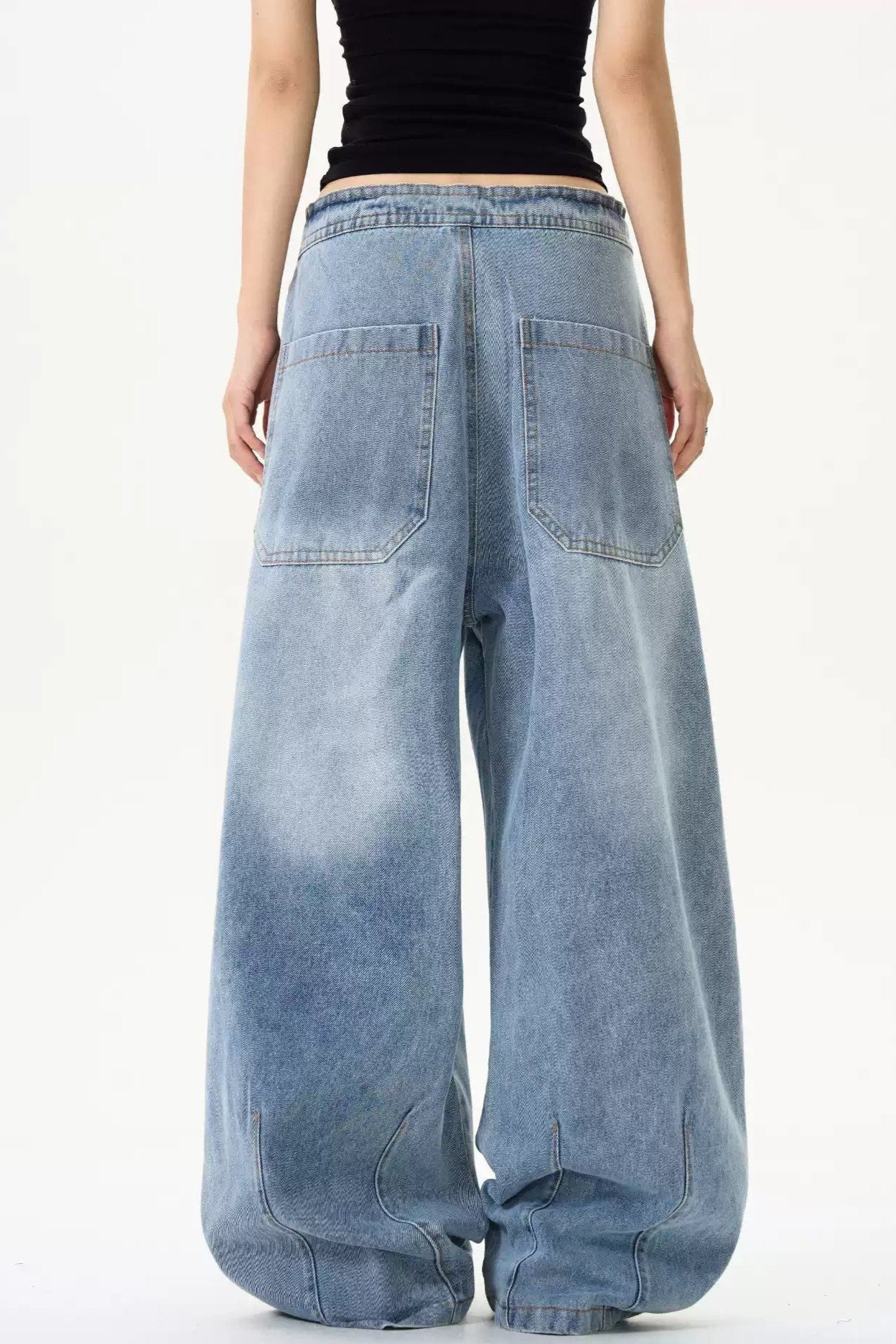 Drawstring Pleated Faded Loose Jeans Korean Street Fashion Jeans By MaxDstr Shop Online at OH Vault