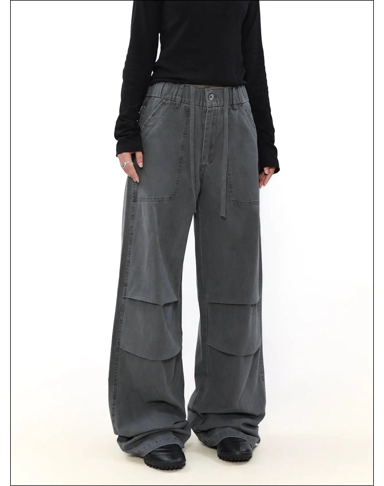 Waist String Pleated Wide Pants Korean Street Fashion Pants By Mr Nearly Shop Online at OH Vault