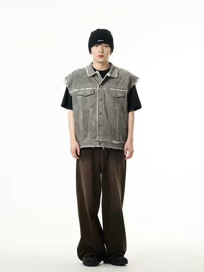 Raw Edges Denim Vest Korean Street Fashion Vest By 77Flight Shop Online at OH Vault