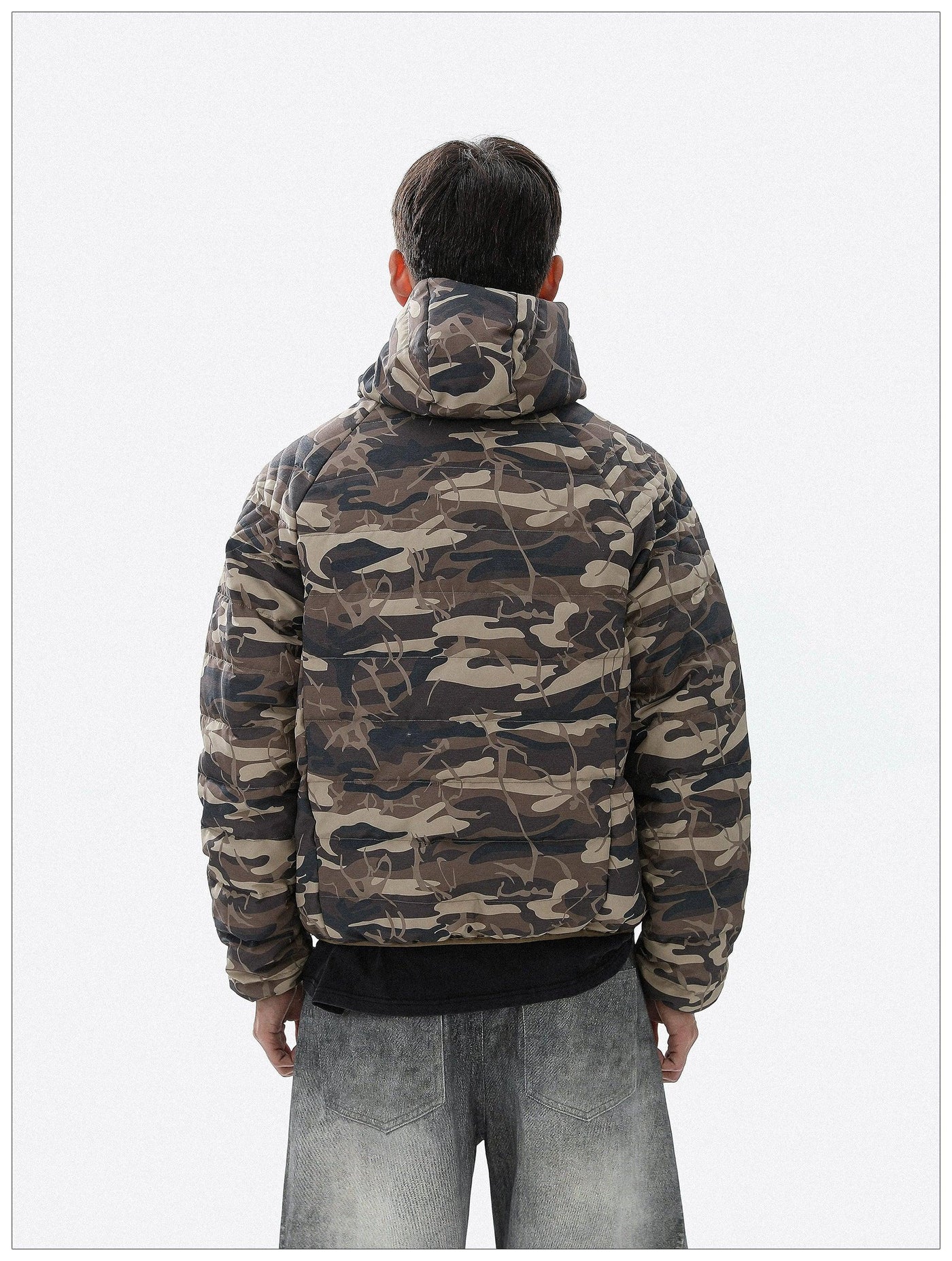 Camo Hooded Down Jacket Korean Street Fashion Jacket By Mr Nearly Shop Online at OH Vault