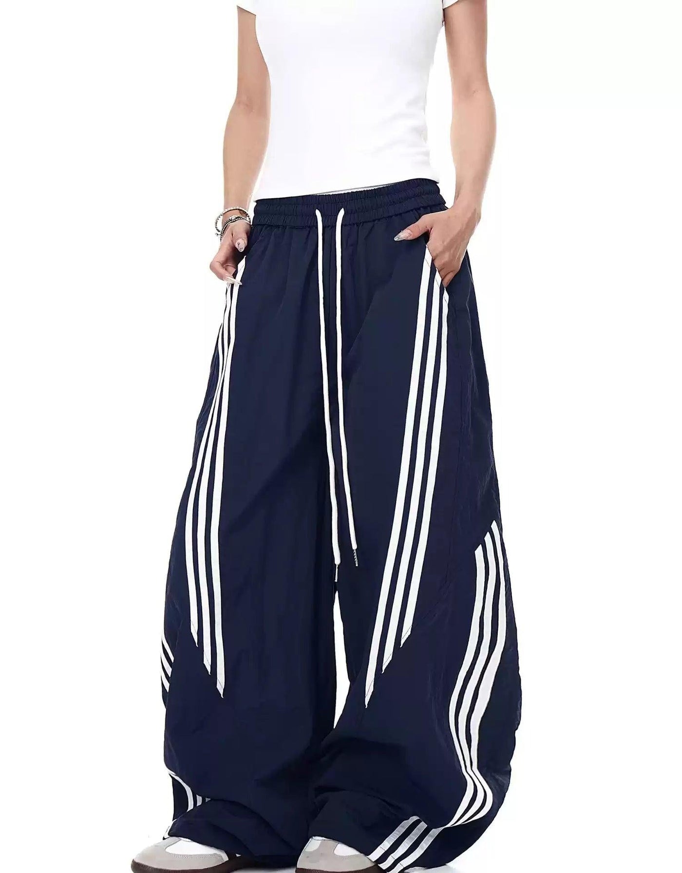 Drawstring Striped Lines Track Pants Korean Street Fashion Pants By Blacklists Shop Online at OH Vault