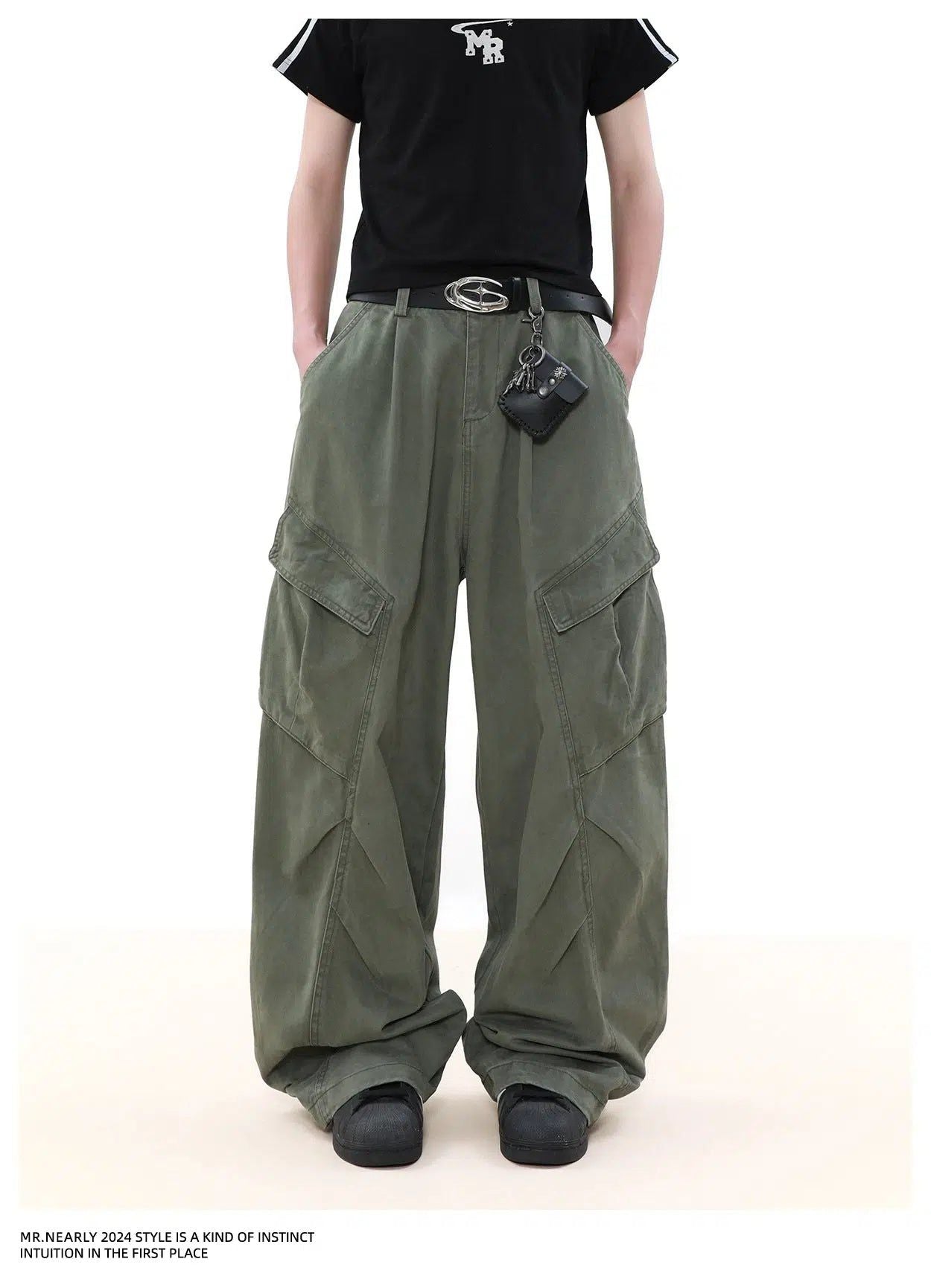 Washed Baggy Fit Cargo Pants Korean Street Fashion Pants By Mr Nearly Shop Online at OH Vault