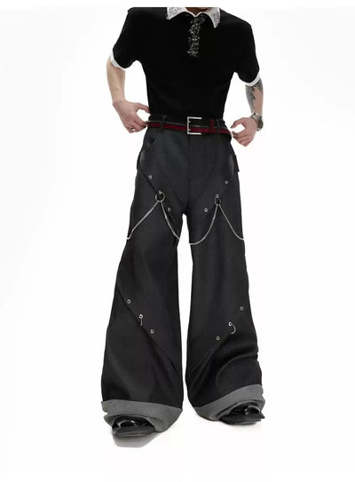 Structured Eyelets and Chains Pants Korean Street Fashion Pants By Argue Culture Shop Online at OH Vault