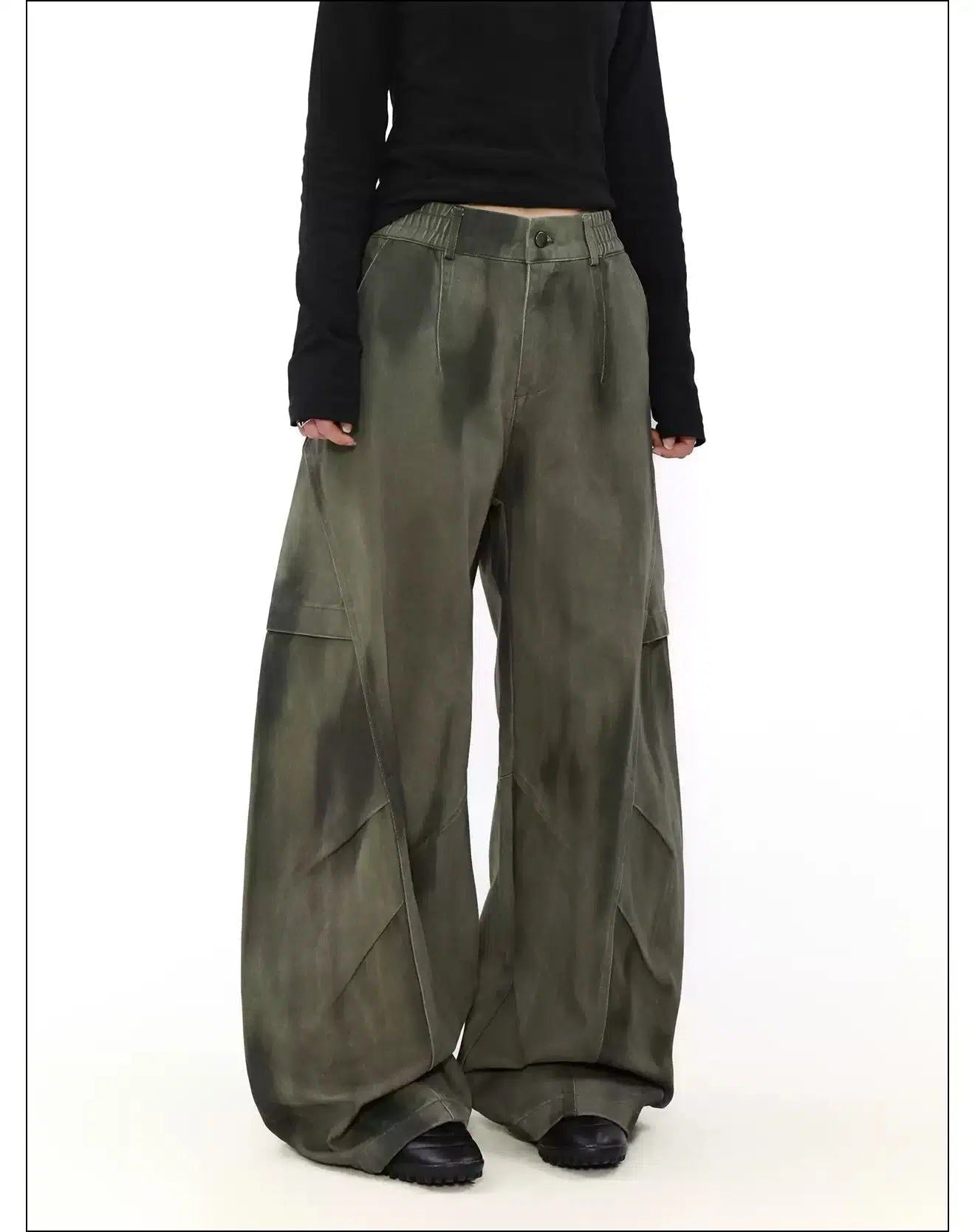 Washed Pleats Wide Cargo Pants Korean Street Fashion Pants By Mr Nearly Shop Online at OH Vault