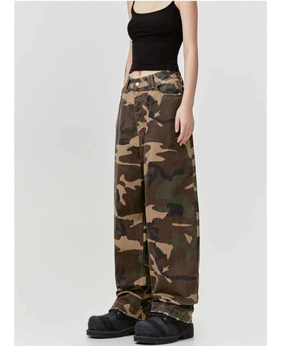 Distressed Hem Camouflage Pants Korean Street Fashion Pants By Made Extreme Shop Online at OH Vault