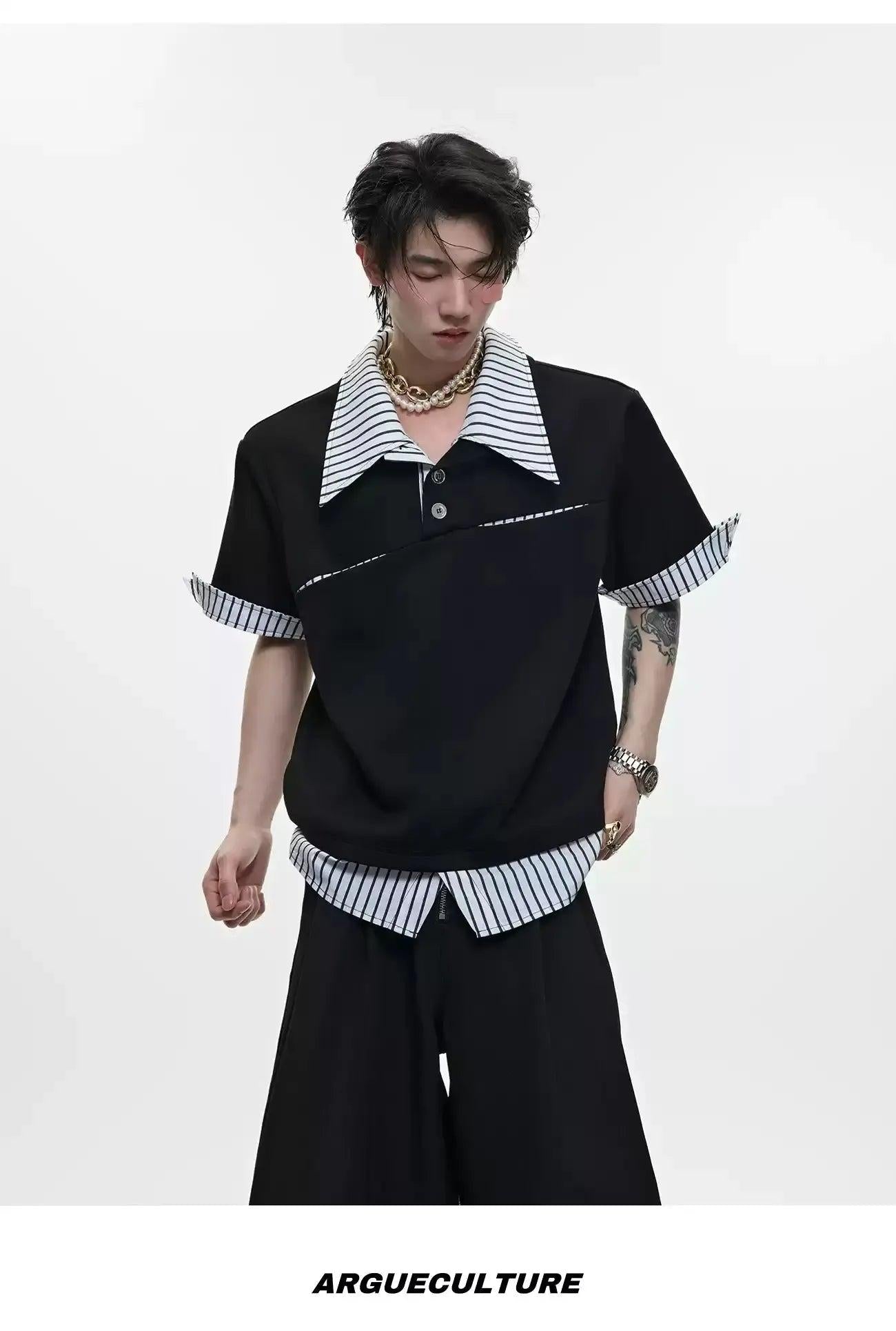 Stripe Layered Polo Korean Street Fashion Polo By Argue Culture Shop Online at OH Vault