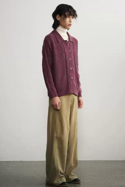 Patterned Plain Color Knit Cardigan Korean Street Fashion Cardigan By 11St Crops Shop Online at OH Vault