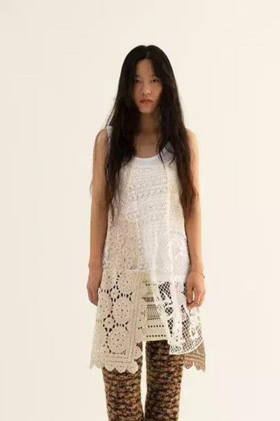 Laced Patterns Detail Dress Korean Street Fashion Dress By Conp Conp Shop Online at OH Vault