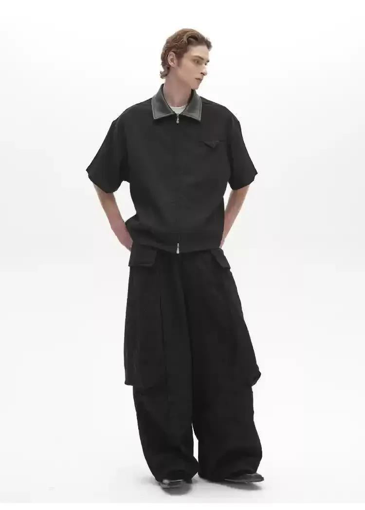 Leather Collar Boxy Fit Polo Korean Street Fashion Polo By Pioneer of Heroism Shop Online at OH Vault