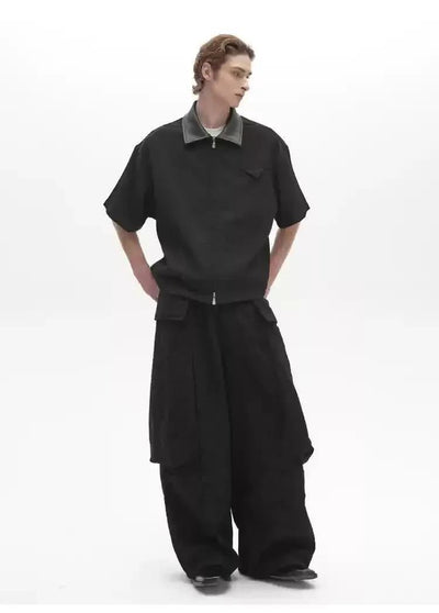 Leather Collar Boxy Fit Polo Korean Street Fashion Polo By Pioneer of Heroism Shop Online at OH Vault