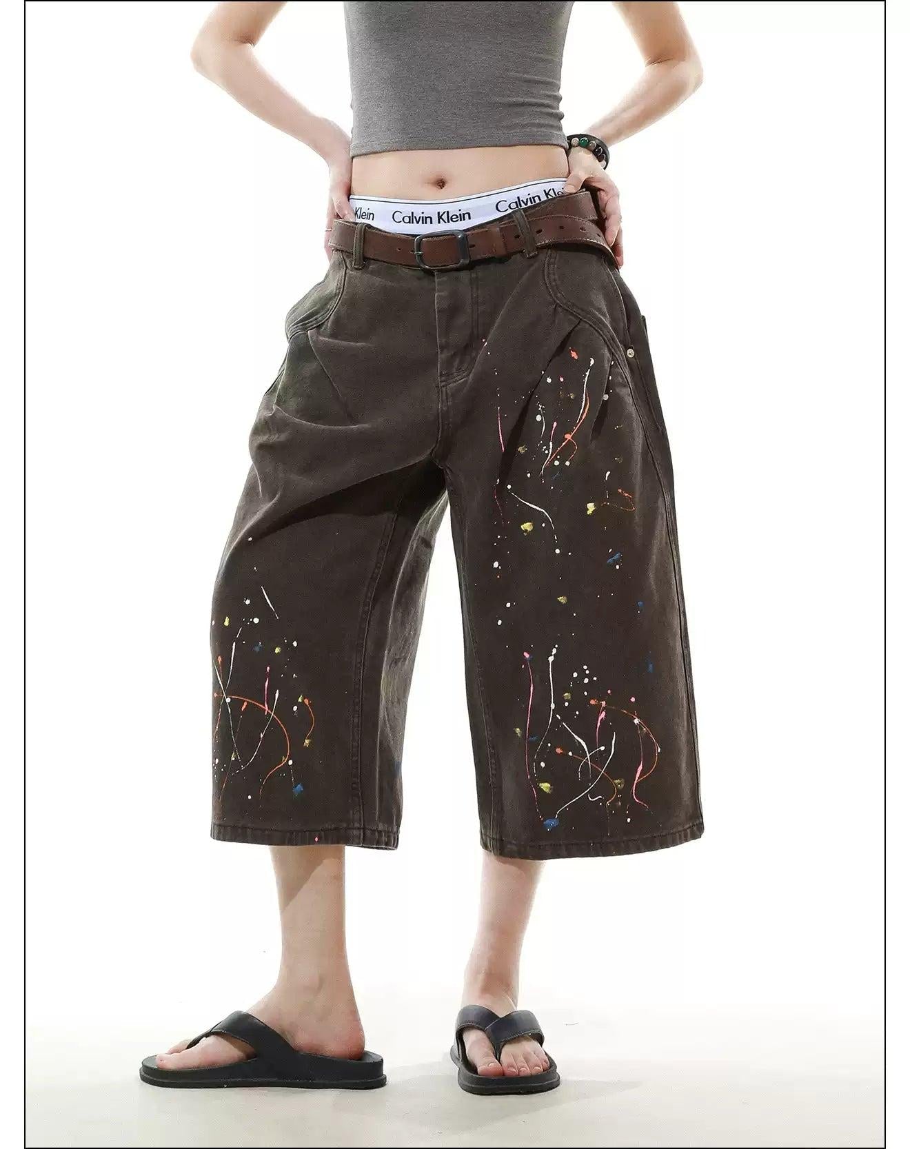 Color Paint Splatters Denim Shorts Korean Street Fashion Shorts By Mr Nearly Shop Online at OH Vault