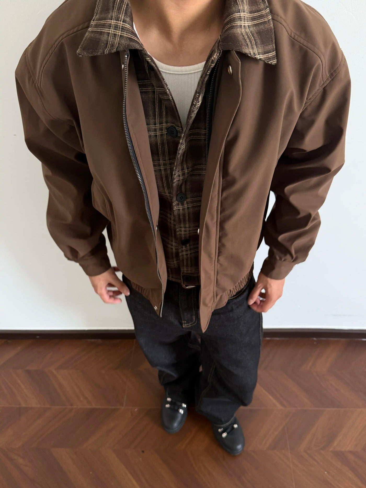 Plaid Spliced Ruch Hem Jacket Korean Street Fashion Jacket By Made Extreme Shop Online at OH Vault