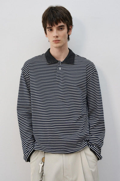 Contrast Collar Striped Polo Korean Street Fashion Polo By MaxDstr Shop Online at OH Vault