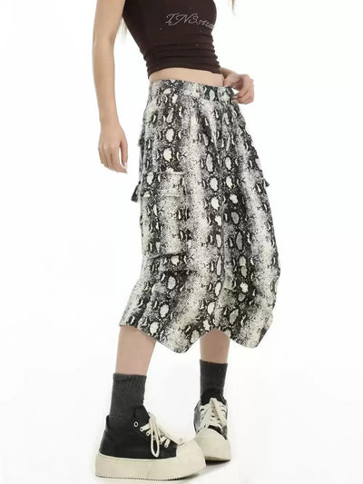 Chic Snake Print Cargo Shorts Korean Street Fashion Shorts By INS Korea Shop Online at OH Vault