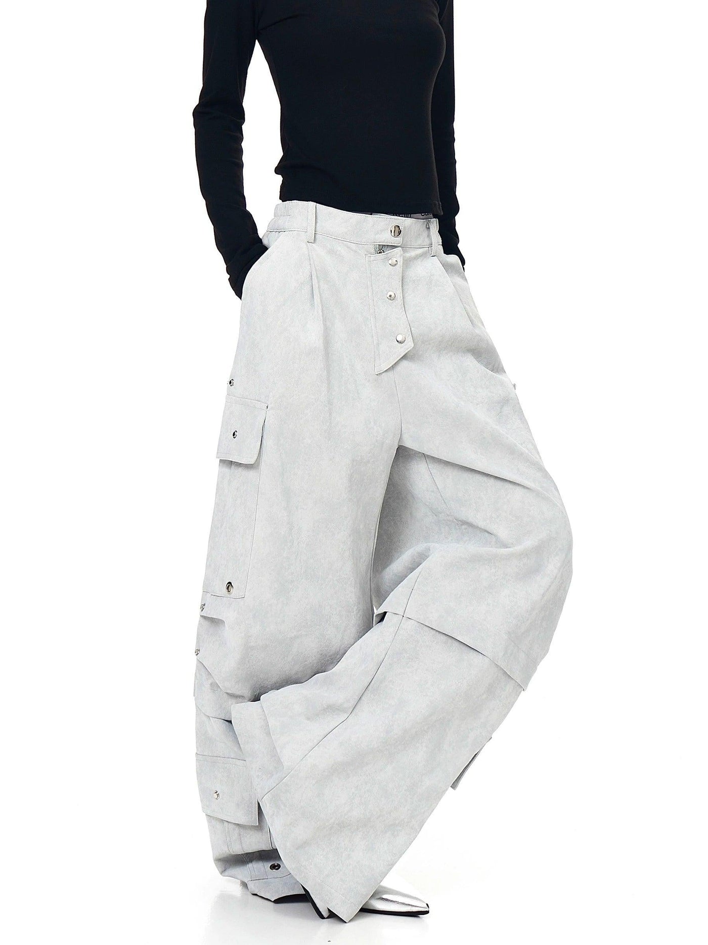 Multiple Buttons Wide Pants Korean Street Fashion Pants By Blacklists Shop Online at OH Vault