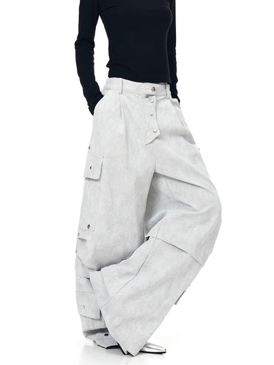 Multiple Buttons Wide Pants Korean Street Fashion Pants By Blacklists Shop Online at OH Vault