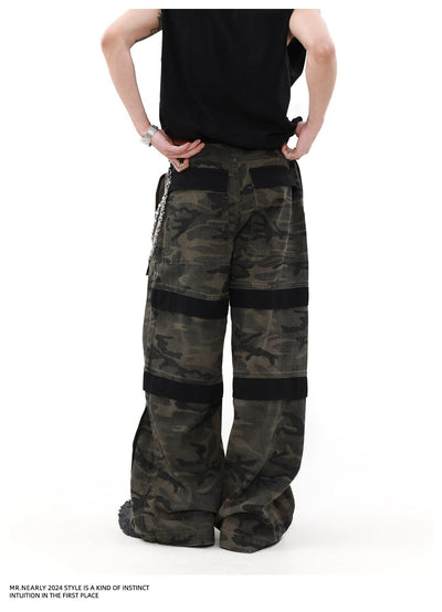 Stitched Multi-Pocket Camo Cargo Pants Korean Street Fashion Pants By Mr Nearly Shop Online at OH Vault