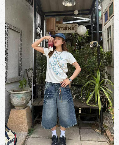 Cat Doodle Print T-Shirt Korean Street Fashion T-Shirt By Made Extreme Shop Online at OH Vault